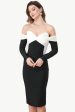 Off The Shoulder Black Party Dress with Sleeves Supply