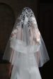 White Elegant Appliqued Bridal Veil Cheap