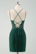 Dark Green Bodycon Spaghetti Straps Short Homecoming Dress with Beading Online now