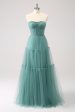 Eucalyptus Strapless Corset Tulle A-Line Bridesmaid Dress Cheap