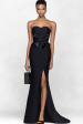 Strapless Mermaid Black Long Celebrity Dress with Slit Online