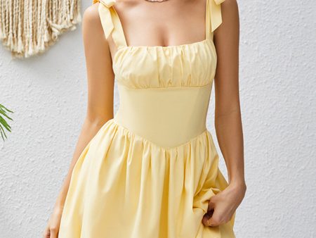 A Line Yellow Square Neck Short Homecoming Dress Online Hot Sale