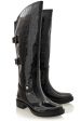 AIDA Black Croc Patent Knee-High Boots on Sale