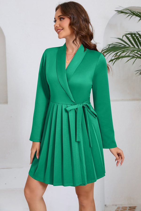 Green A Line Pleated Short Cocktail Dress with Bow Online now