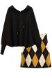 Carolina Black Batwing Sweater and Multicolor Skirt Set For Cheap