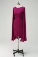 Grape Bodycon Cocktail Party Dress With Cape Cheap