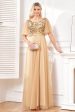 Bat Sleeves A Line Tulle Champagne Formal Dress with Sequins Hot on Sale