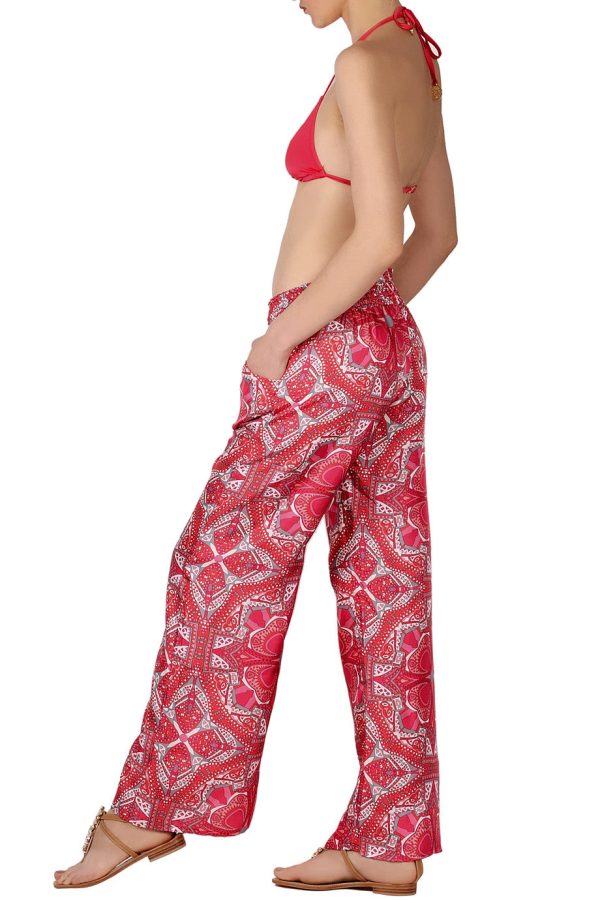 MANOLA Coral Print Silk Pants Discount