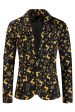 Black 3-Pieces Yellow Elk Printed Men s Christmas Suits Cheap