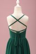 Dark Green A Line Ruched Spaghetti Straps Junior Bridesmaid Dress Sale