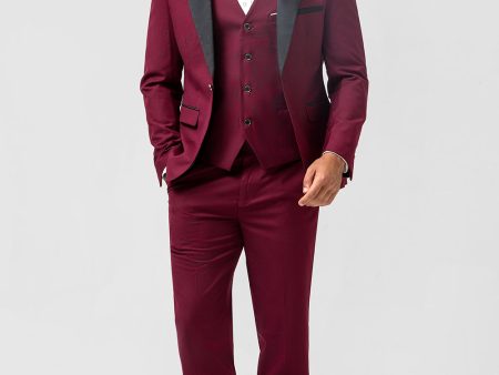 Burgundy 3 Pieces Peak Lapel Men s Prom Suits on Sale