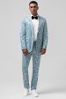 Light Blue Notched Lapel 2 Piece Jacquard Men s Prom Suits Online Sale