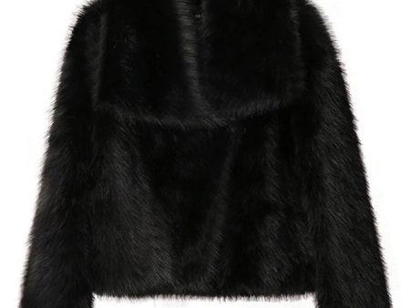 Black Shawl Lapel Short Fitted Faux Fur Supply