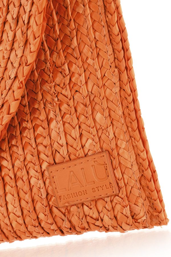 PENNY Orange Woven Clutch Online now