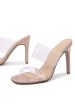 Apricot Slip On Stiletto Heel Peep toe Clear Sandals Slippers Fashion Shoes Online Sale