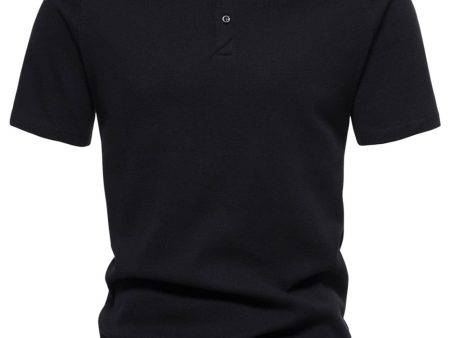 Black Cotton Crewneck Short Sleeves Men s Polo Short Online now