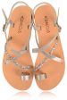 Hebe Platinum Leather Sandals on Sale