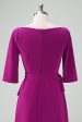 Grape Purple Asymmetrical Cocktail Dress with Half Sleeves Cheap