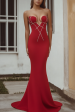 Mermaid Red Strapless Long Formal Dress Online Hot Sale