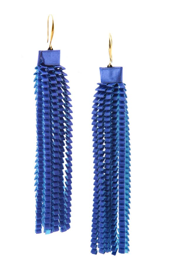 Essilp Blue Silk Earrings Hot on Sale