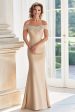 Champagne Off the Shoulder Sheath Mother of the Bride Dress with Appliques Supply