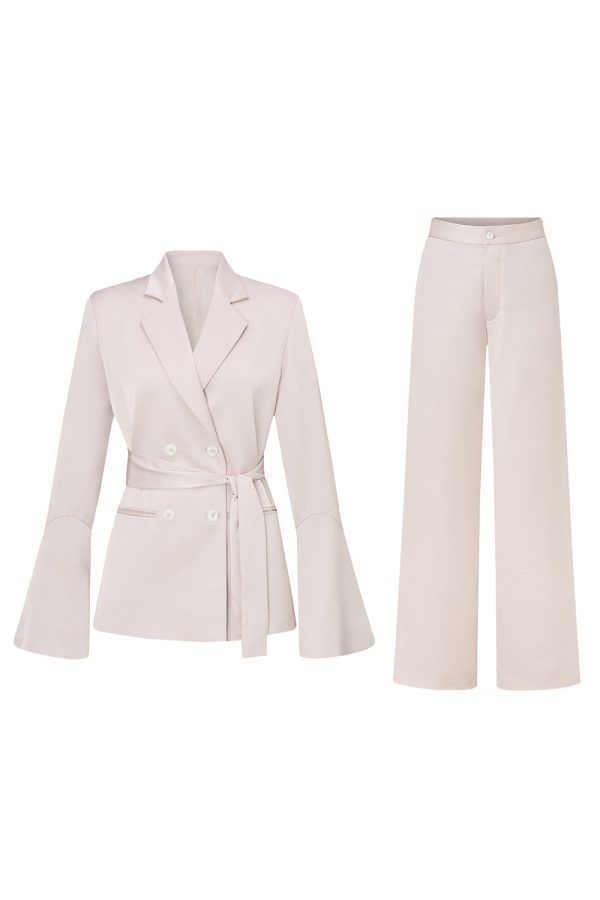 Champagne Double Breasted 2 Piece Women s Suits with Belt Online