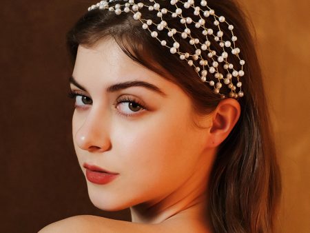 White Bridal Pearl Headbands Headpieces Fashion