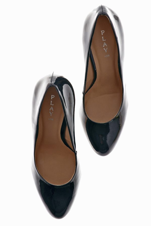 ALDITH Blue Black Patent Leather Pumps Discount