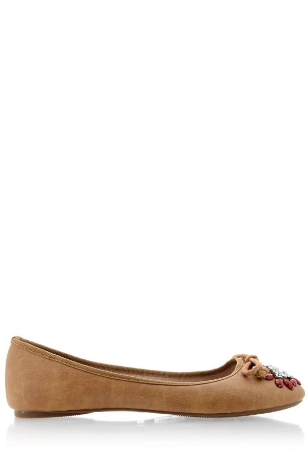 JEMINA Camel Crystal Ballerinas Online Sale