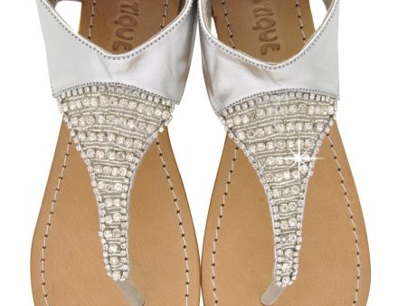 SILVER Crystal Leather Sandals Sale