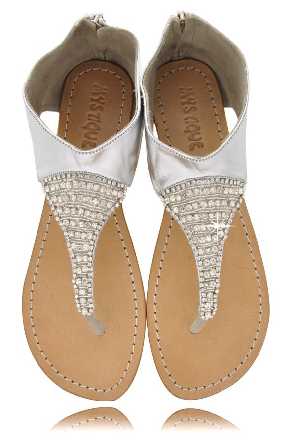 SILVER Crystal Leather Sandals Sale