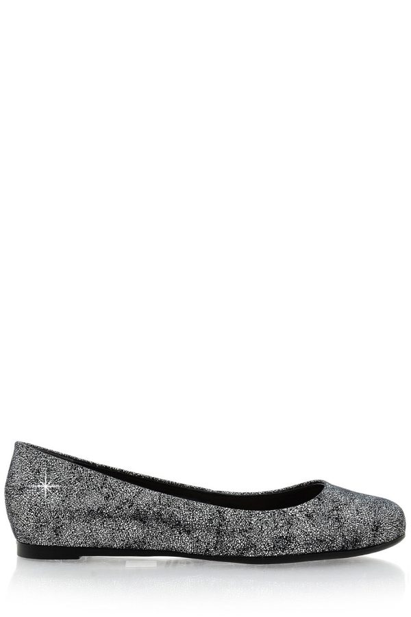 CECCONELLO LEELA Silver Crackled Ballerinas Sale