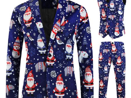 Navy Santa Claus 3-Piece Men s Suit for Christmas Fashion