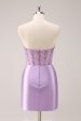 Sparkly Beading Lilac Corset Short Tight Homecoming Dress For Discount