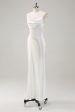 White Satin Cowl Neck Backless Prom Dress Online now