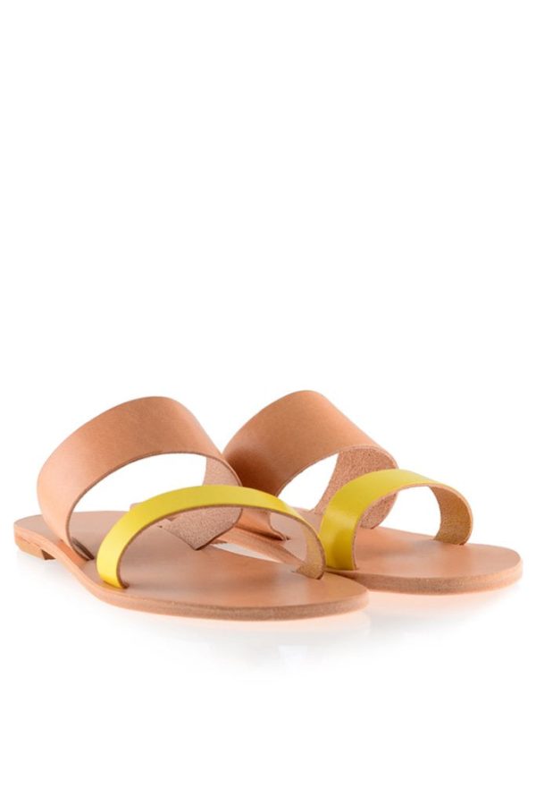 Helena Beige Yellow Leather Sandals Hot on Sale