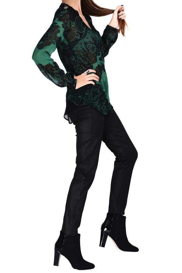 JAEDA Emerald Sheer Paisley Top Discount