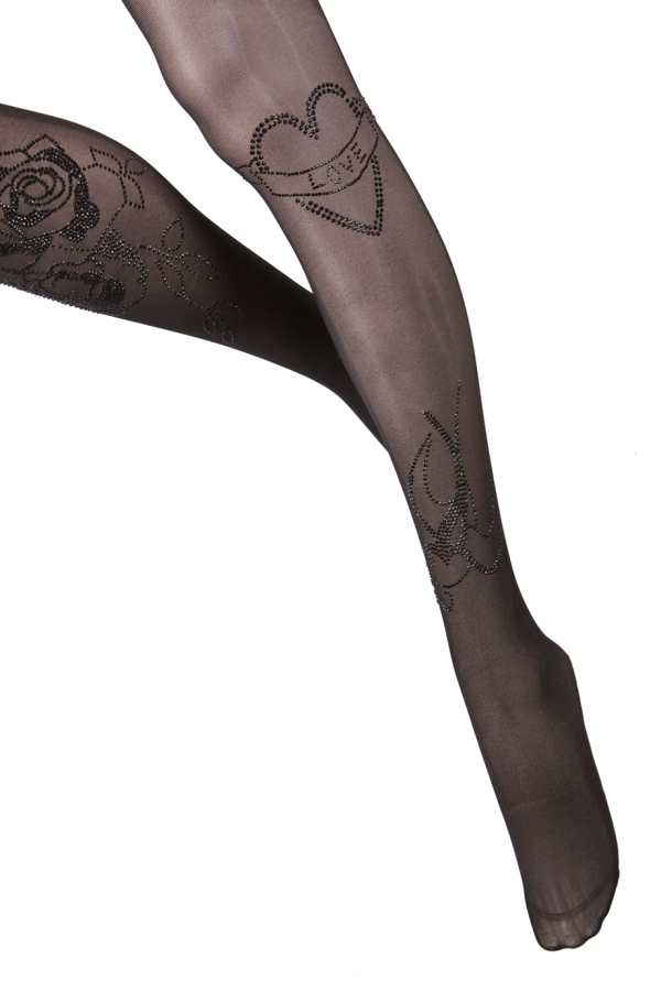 BEBAROQUE VALENTINA Black Heart Tights For Discount