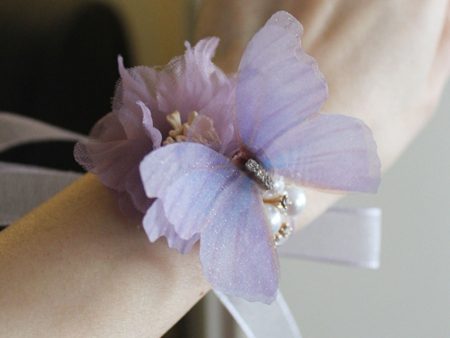 Elegant Purple Butterfly Prom Wrist Corsage for Wedding For Discount