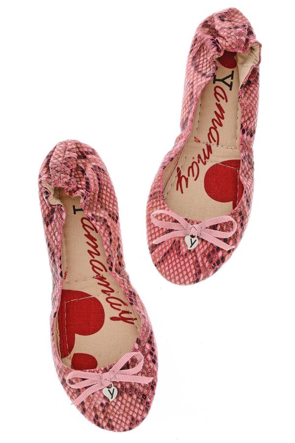 MIRIAM Pink Snakeprint Ballerinas Online Sale