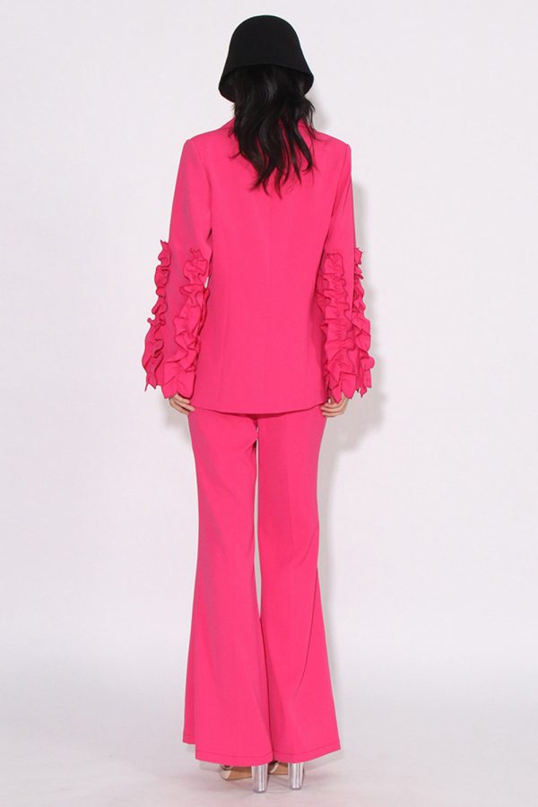 Fuchsia 2 Pieces Notched Lapel One Button Women Suits Hot on Sale