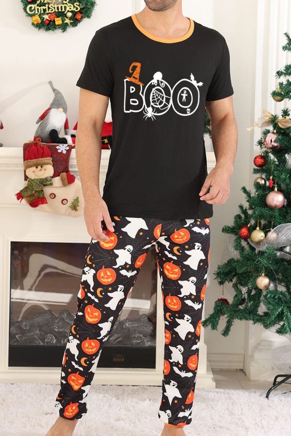 Black Pumpkin Printed Halloween Family Pajamas Set Fashion