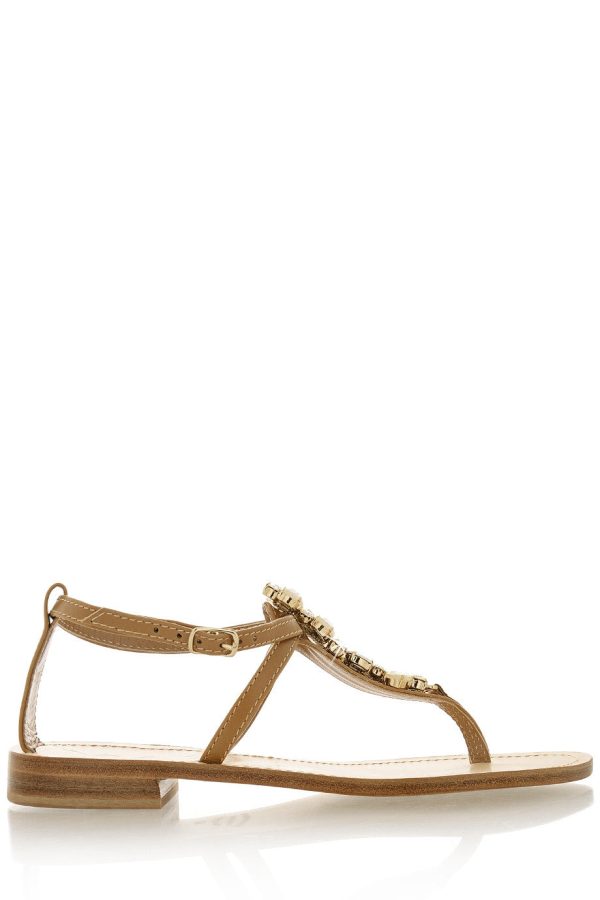 ANGELO VALENTE ZORA Beige Crystal Sandals For Cheap