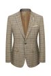 Khaki Plaid 3 Piece Notched Lapel Men Suits Cheap