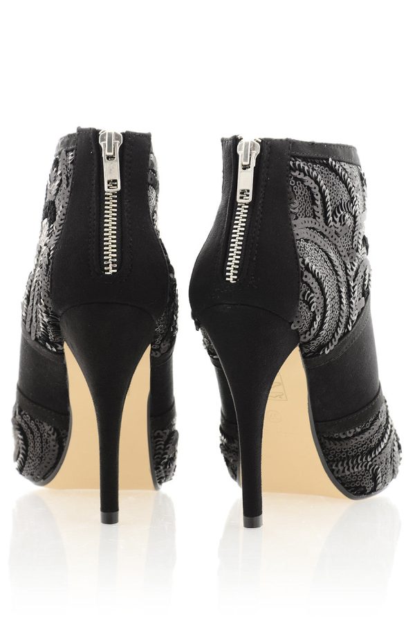 ADMIRANDA Black Sequin Peep Toe Ankle Boots Online