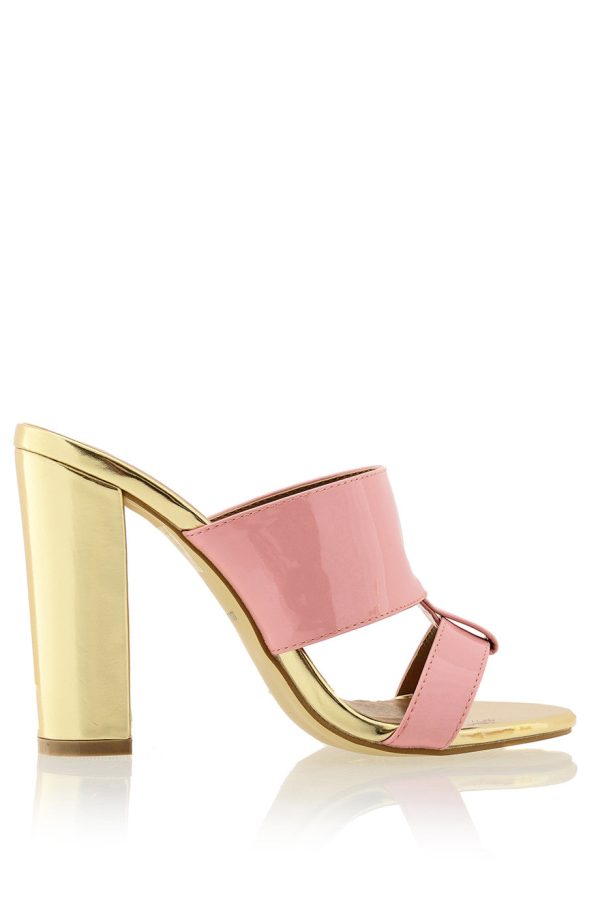 AMY Pink Gold Mules Discount