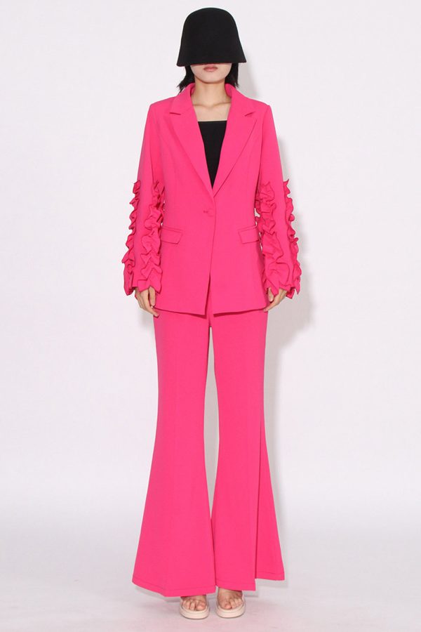 Fuchsia 2 Pieces Notched Lapel One Button Women Suits Hot on Sale