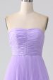 A-Line Sweetheart Lilac Tiered Chiffon Long Bridesmaid Dress with Pleated For Discount