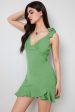 Green Short Bodycon Party Dress with Ruffles Discount