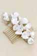 White Ceramic Flower Plate Hair Makeup Bridal Hair Comb Supply